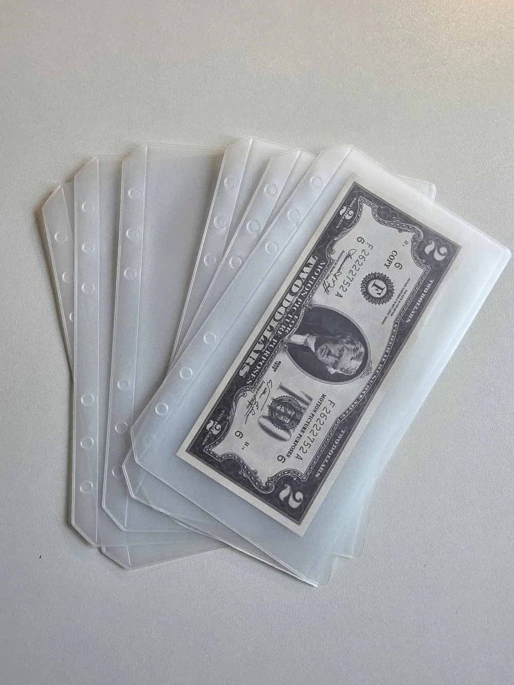 A6 Clear Frosted Plastic 6-Hole Cash Envelopes Set Of 6
